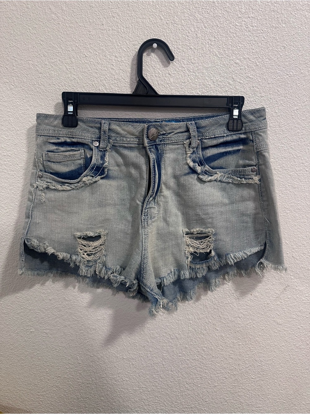Crave Fame Light Blue Distressed Denim Shorts